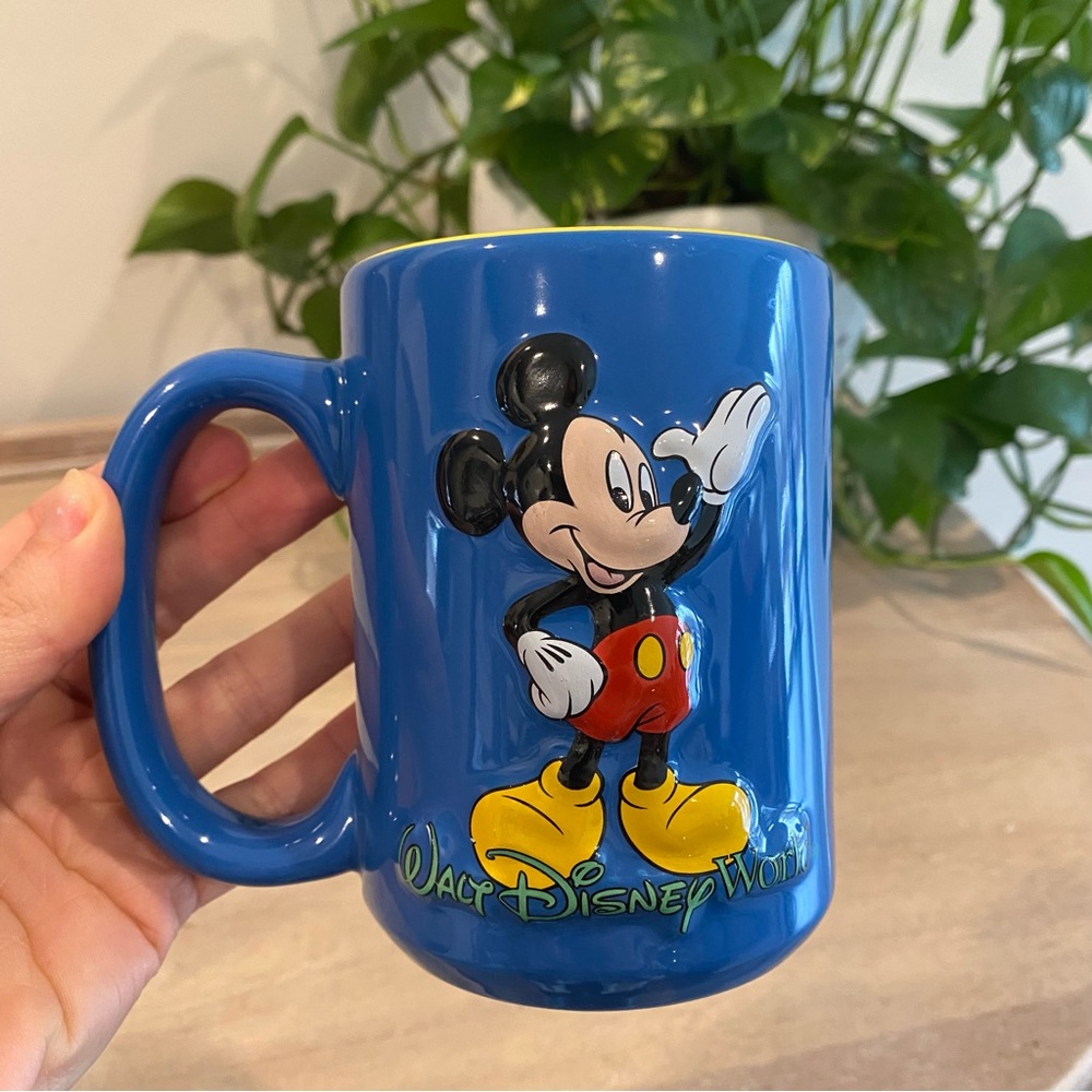 Vintage Walt Disney World Mickey Mouse 3D Mug Blue Ceramic Resort Exclusive